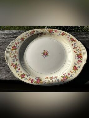 Vintage Homer Laughlin Floral Serving Platter Salem China 23k Gold Trim